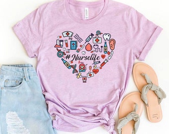 Verpleegster leven T-shirt, verpleegster shirt, verpleegkundige grad gift, komische verpleegster tee, verpleegkundige waardering top, Rn shirts, toekomstige verpleegster tee, gezondheidszorg shirt