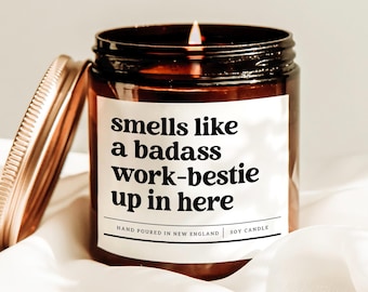 Smells Like A Badass Work-bestie Up In Here Candle, Work-bestie Gift, Colleague Christmas Gift, Christmas Party Gift, Best Coworker Gift