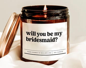 Will You Be My Bridesmaid Candle, Bridesmaid Proposal Candle, Bridesmaid Thank You Gift, Wedding Party Gift, Maid Of Honor Candle