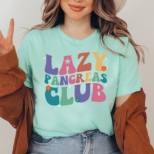 Lazy Pancreas Club T-shirt, Diabetes Awareness Shirt, World Diabetes Day Gift, Women&#39;s Top, Awareness Month Top, Positivity Awareness Tee