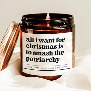 Tudo o que eu quero no Natal é quebrar a vela do patriarcado, presente de Natal feminista, presente para feministas, vela de direitos iguais, presente de poder feminino