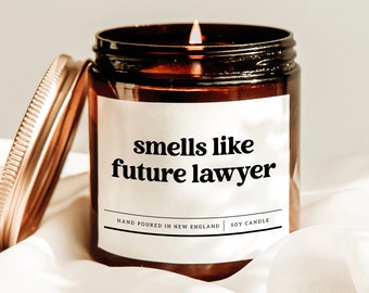 Smells Like Future Lawyer Candle, Law School Student Gift, Funny Lawyer Gift, BAR Exam Gift, Congratulations Gift, New Job Gift
