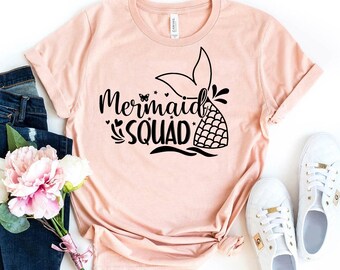Camiseta del escuadrón de sirenas, camisa de sirena, regalo de cumpleaños de sirena, camisas amantes de la sirena, camisa de vibraciones de sirena, top de fiesta de sirena, regalo de Navidad