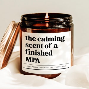 El aroma relajante de una vela MPA terminada, Regalo de graduación MPA, Vela de maestría, Regalo escolar de administración pública, Regalo de política pública