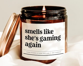 Smells Like She's Gaming Again Candle, Gamer Girl Candle, Nerdy Wife Gift, Funny Video Game Candle, Gaming Room Decor Candle, Scented Candle