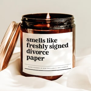 Candela in carta per il divorzio appena firmata, candela appena divorziata, regalo di rottura, candela di nuovo single, regalo per un nuovo inizio, candela di soia