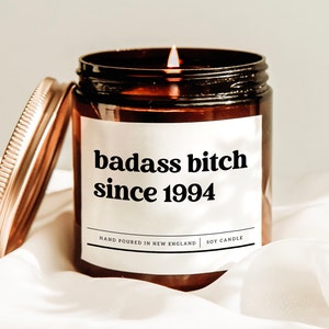 Badass Bitch Since 1994 Candle, Personalized 30th Birthday Gift, Custom Year Candle, BFF Birthday Gift, Gift For Her, Birthday Gag Gift
