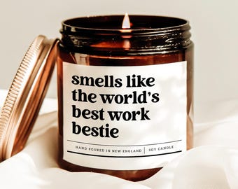 Smells Like The World's Best Work Bestie Candle, Corporate Worker Gift, Work Bestie Gift, Colleague Gift, Coworker Gift, Office Party Gift