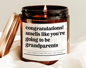 Bougie qui sent comme si vous allez être grands-parents, bougie de faire-part de bébé, cadeau de baby shower, cadeau future grand-mère, bougie de soja parfumée