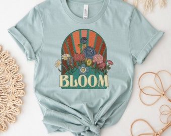 Camiseta Bloom, Camisa de inspiración, Top de diente de león, Regalo de flores, Camisa de primavera, Camiseta plantada, Regalo de amor de plantas, Camisas motivacionales, Top de mujer