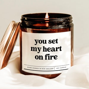 You Set My Heart On Fire Kaars, cadeau voor haar, cadeau voor stel, jubileumcadeau, Valentijnsdagkaars, slaapkamerdecor, I Love You-kaars