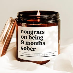 Congrats On Being 9 Months Sober Candle, Funny Pregnancy Gift, Baby Shower Present, New Mom Gift Box, Sobriety Gift, Expecting Mom Gift