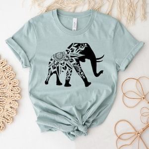 Elephant T-shirt, Zoo Animal Shirt, Bohemian Tee, Elephant Mandela Gift, Elephant Lover Top, Save The Elephants Tee, Elephants Mama T-shirt