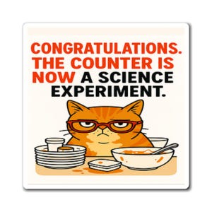 Funny Cat Science Magnet: Playful Refrigerator Decor