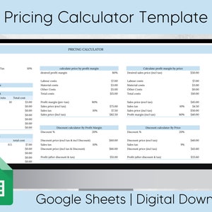 Pricing calculator | Small business price calculator | Pricing template | Pricing spreadsheet