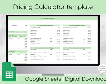 Pricing calculator | Small business price calculator | Pricing template | Pricing spreadsheet