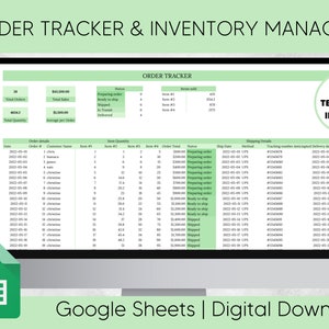 Order Tracker Spreadsheet, Inventory Manager, Order Tracker Google Sheets, Small Business Spreadsheet, Sales tracker, blue