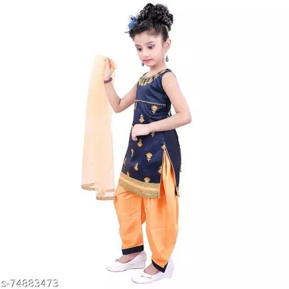 Patiala Kurta Set For Kids Girl Punjabi Salwar Suit For, 57% OFF