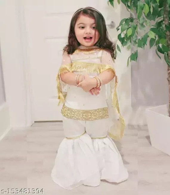 Indian Traditional Dress For Baby Girl Kids Kurti With Dhoti / Patiala Suit  Salwar Girl Wedding Wear/Silk Fabric/ Ethnic Wear Clothing Gift