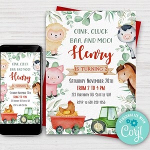 Editierbar, Bauernhof Geburtstag Einladung, Kinder Geburtstag Evite, Scheunen Tiere Party Einladung Vorlage, Farm Party, Kid Birthday, Sofortiger Download