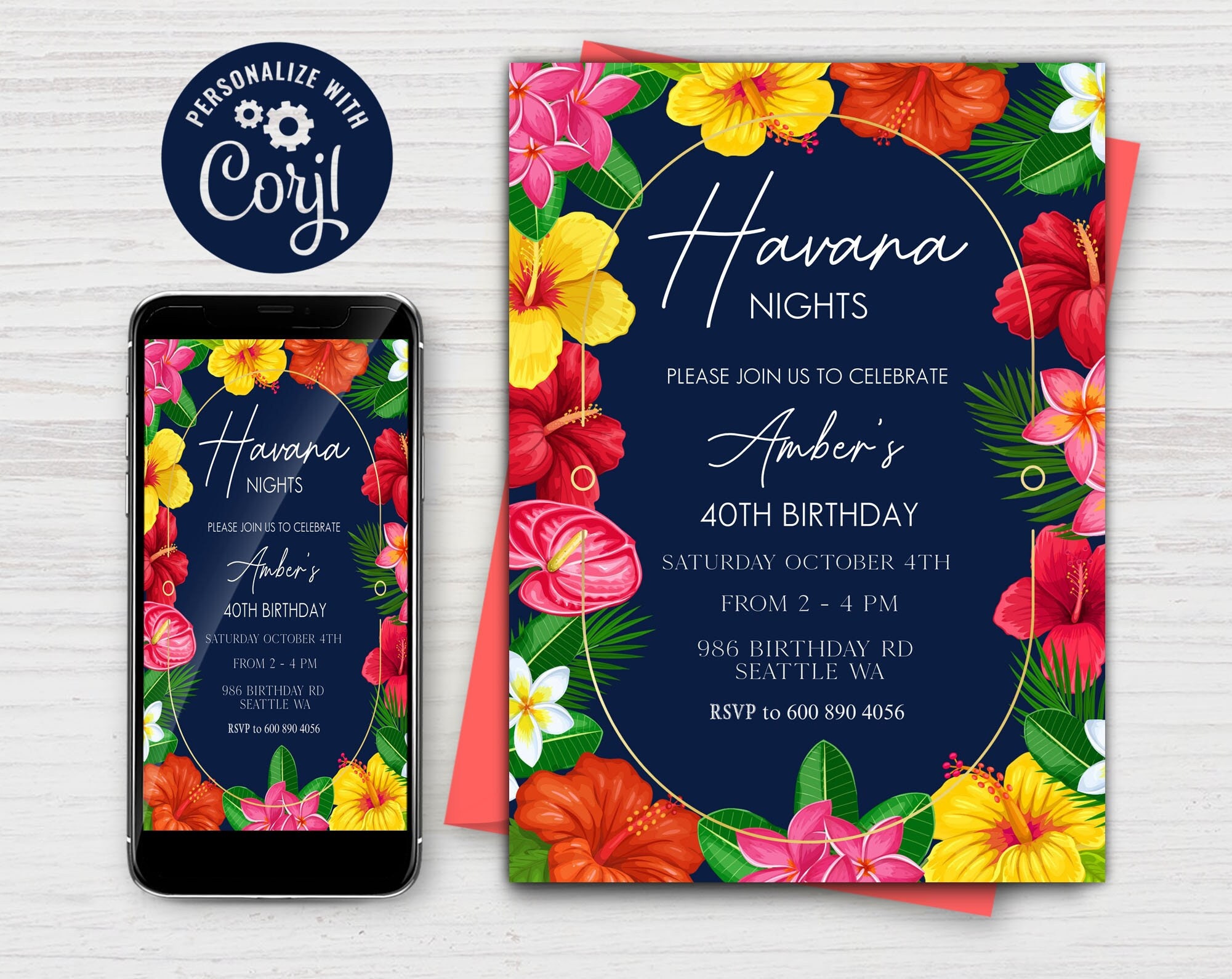 EDITABLE Havana Nights Invitation, Havana Nights Adult Birthday Invite ...