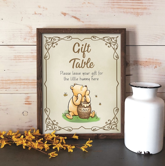 Classic Winnie the Pooh Gift Table Sign Pooh Baby Shower Decor
