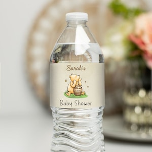Classic Winnie The Pooh Water Bottle Label, Winnie The Pooh Baby Shower Label Template, Printable Instant Digital Download, E01