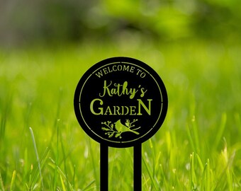 Custom Garden Metal Signs-Metal Garden Stake Signs-Personalized Garden Metal Art-Metal Yard Art-Gardener Name Signs-Yard Metal Decor-Garden