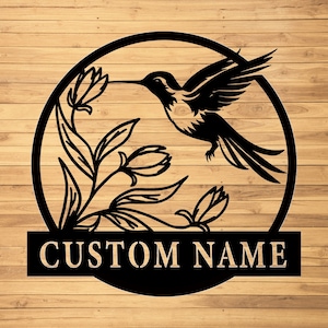 Benutzerdefinierte Kolibri Metallwandschilder-Personalisierte Kolibri Metallwandkunst-Benutzerdefinierte Kolibri-Familienname-Zeichen-Kolibri-Monogramm-Geschenke