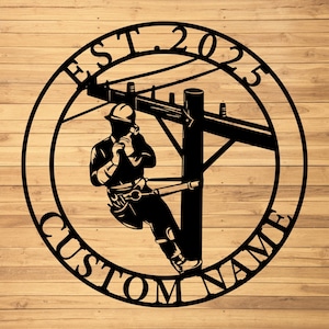Custom Lineman Metal Wall Sign-Personalized Lineman Metal Wall Art-Lineman Metal Wall Decor-Gift For Lineman-Lineman Name Sign-Lineman Decor