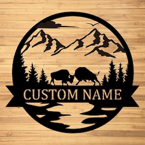 Custom Bison Metal Wall Signs-Personalized Bison Metal Wall Art-Bison Metal Wall Decor-Bison Lover Gifts-Bison Name Signs-Housewarming Gifts