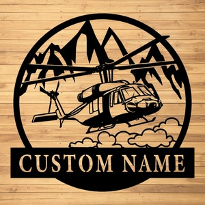 Custom Helicopter Metal Wall Sign-Personalized Helicopter Metal Wall Art-Helicopter Metal Wall Decor-Helicopter Lover Gift-Custom Home Decor