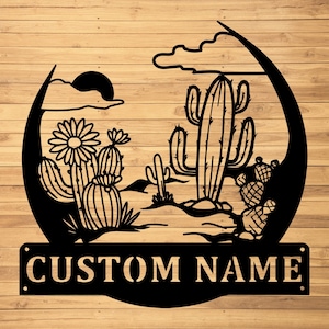 Custom Cactus Metal Wall Sign-Personalized Cactus Metal Wall Art-Cactus Metal Wall Decor-Cactus Lover Gift-Cactus Led Decor-Cactus Name Sign