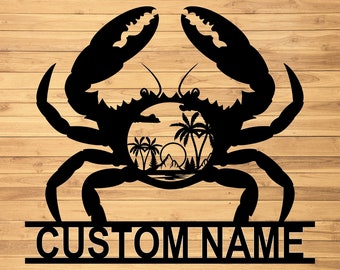 Custom Crab Metal Wall Signs-Personalized Crab Metal Wall Art-Crab Metal Wall Decor-Crab Name Signs-Personalized Beach Crab Sign-Crab Decor