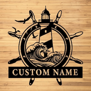 Custom Lighthouse Metal Wall Sign-Personalized Lighthouse Metal Art-Lighthouse Metal Wall Decor-Lighthouse Led Decor-Lighthouse Name Signs