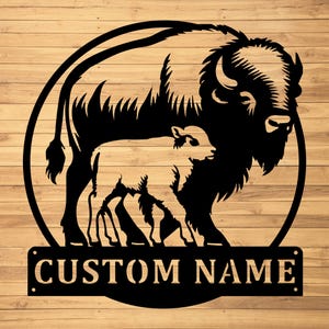 Custom Bison Metal Wall Signs-Personalized Bison Metal Wall Art-Bison Metal Wall Decor-Bison Lover Gifts-Bison Name Signs-Housewarming Gifts
