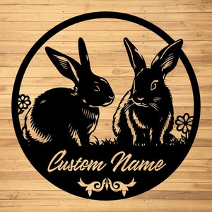 Custom Rabbit Metal Wall Signs-Personalized Rabbit Metal Wall Art-Rabbit Metal Wall Decor-Rabbit Lovers Gift-Rabbit Led Signs-Custom Rabbit