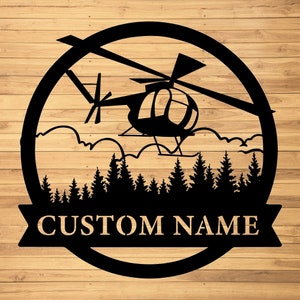 Custom Helicopter Metal Wall Sign-Personalized Helicopter Metal Wall Art-Helicopter Metal Wall Decor-Helicopter Lover Gift-Custom Home Decor