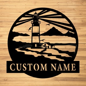 Custom Lighthouse Metal Wall Sign-Personalized Lighthouse Metal Art-Lighthouse Metal Wall Decor-Lighthouse Led Decor-Lighthouse Name Signs