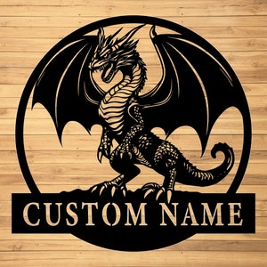 Custom Dragon Metal Wall Sign-Personalized Dragon Metal Wall Art-Dragon Metal Wall Decor-Dragon Metal LED Decor-Dragon Lover Gift-Home Decor
