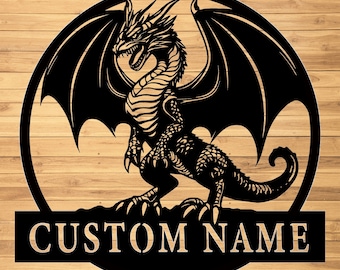 Custom Dragon Metal Wall Sign-Personalized Dragon Metal Wall Art-Dragon Metal Wall Decor-Dragon Metal LED Decor-Dragon Lover Gift-Home Decor