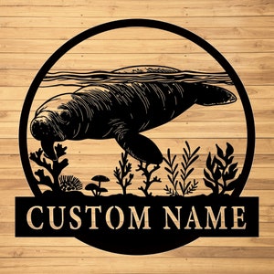 Custom Manatee Metal Wall Sign-Personalized Manatee Metal Wall Art-Manatee Metal Wall Decor-Manatee Metal Led Decor-Manatee Name Sign