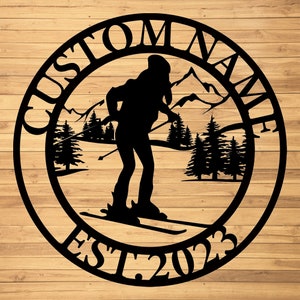 Custom Skiing Metal Wall Signs-Personalized Skiing Metal Wall Art-Skiing Metal Wall Decor-Skiing Lover Gifts-Skier Wall Art-Skiing Led Decor