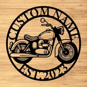 Custom Motorcycle Metal Wall Sign-Personalized Motorcycle Metal Wall Art-Motorcycle Metal Wall Decor-Motorcycle Name Sign-Garage Metal Decor