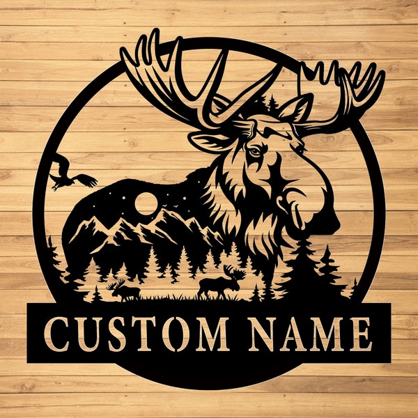 Custom Moose Metal Wall Signs-Personalized Moose Metal Wall Art-Moose Lovers Wall Hanging-Metal Moose Sign-Moose Decor-Moose Lovers Gift