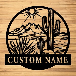 Insegna da parete in metallo con cactus personalizzata - Arte da parete in metallo con cactus personalizzata - Decorazione da parete in metallo con cactus - Regalo per amanti dei cactus - Decorazione a LED con cactus - Insegna con nome cactus