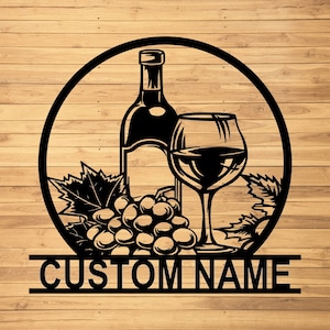 Custom Wine Metal Wall Signs-Personalized Wine Metal Wall Art-Personalized Wine Sign-Metal Wine name sign-Kitchen Wine sign-Wine Led Decor