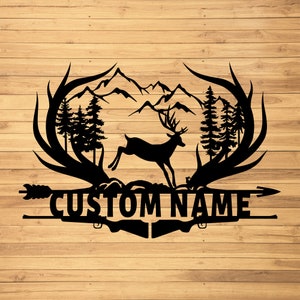 Personalized Deer Metal Wall Sign-Custom Deer Metal Wall Art-Deer Metal Wall Decor-Deer Hunter Gift-Deer Hunting Led Decor-Housewarming Gift