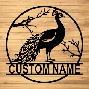 Custom Peacock Metal Wall Signs-Personalized Peacock Metal Wall Art-Peacock Name Wall Hanging-Peacock Led Metal Decor-Peacock Lover Gifts