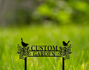 Custom Garden Metal Signs-Metal Garden Stake Signs-Personalized Garden Metal Art-Metal Yard Art-Gardener Name Signs-Yard Metal Decor-Garden